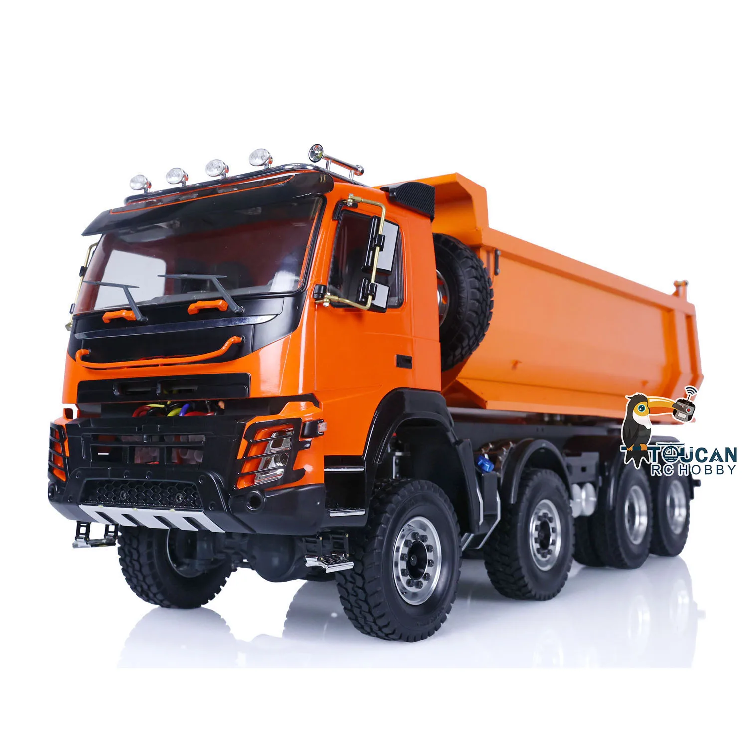 JDM 65C 1/14 Metal RC Hydraulic Dumper Painting Tipper 8*8 Diff Lock Axle Sound Controlled Truck Vehicle Car Toy TH20690