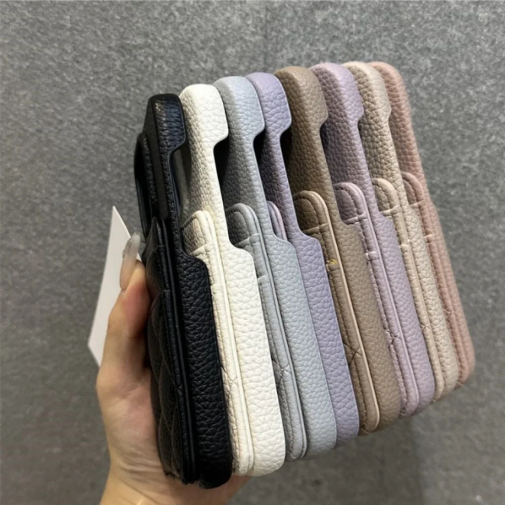 Fashion new for iPhone15 phone case diamond grid insert card bag iPhone 14promax half bag anti-drop 13 simple 12 protective case