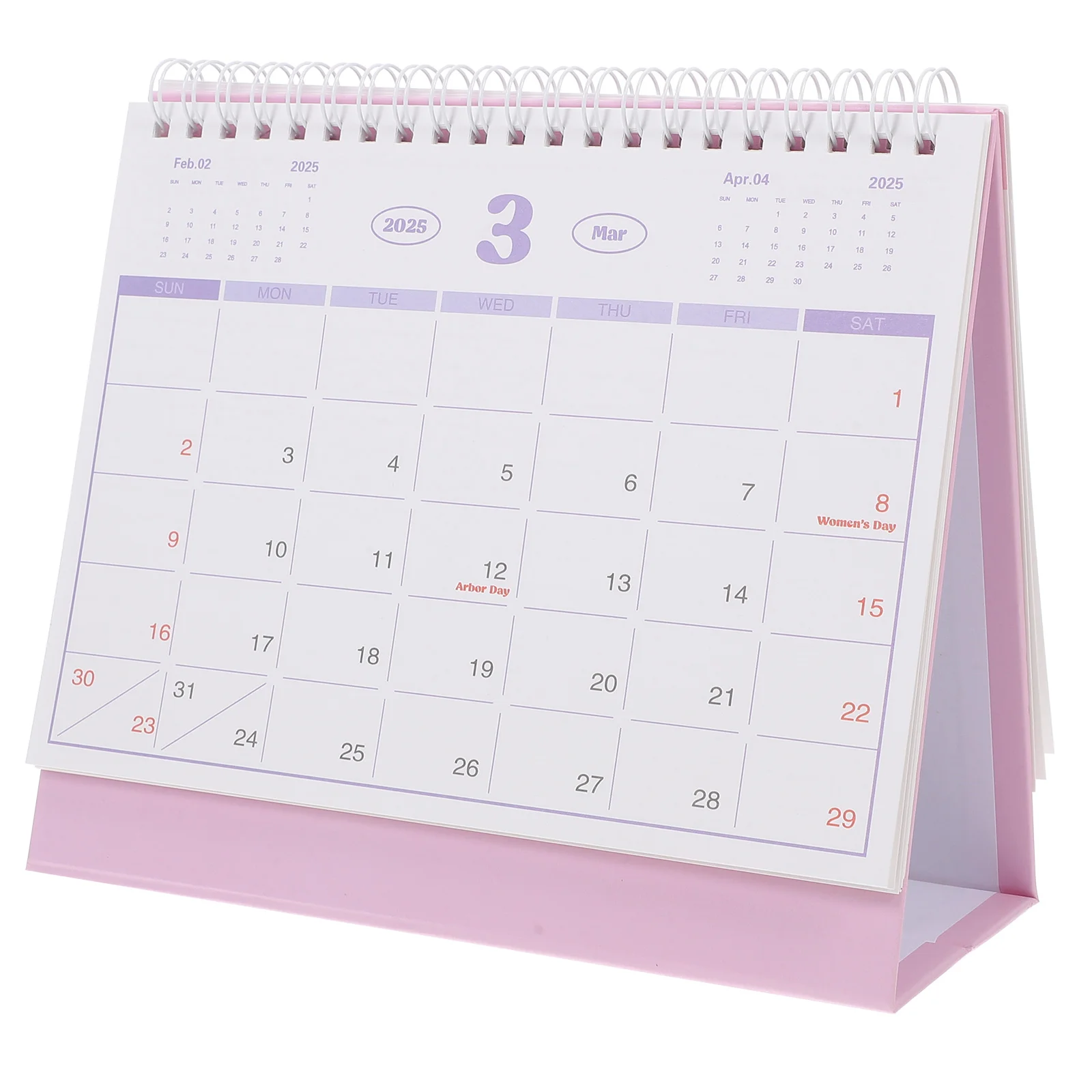 Calendar English Version Desk Planner Notebook Desktop Decor Pink Flip Foldable Decorative 2025 Office