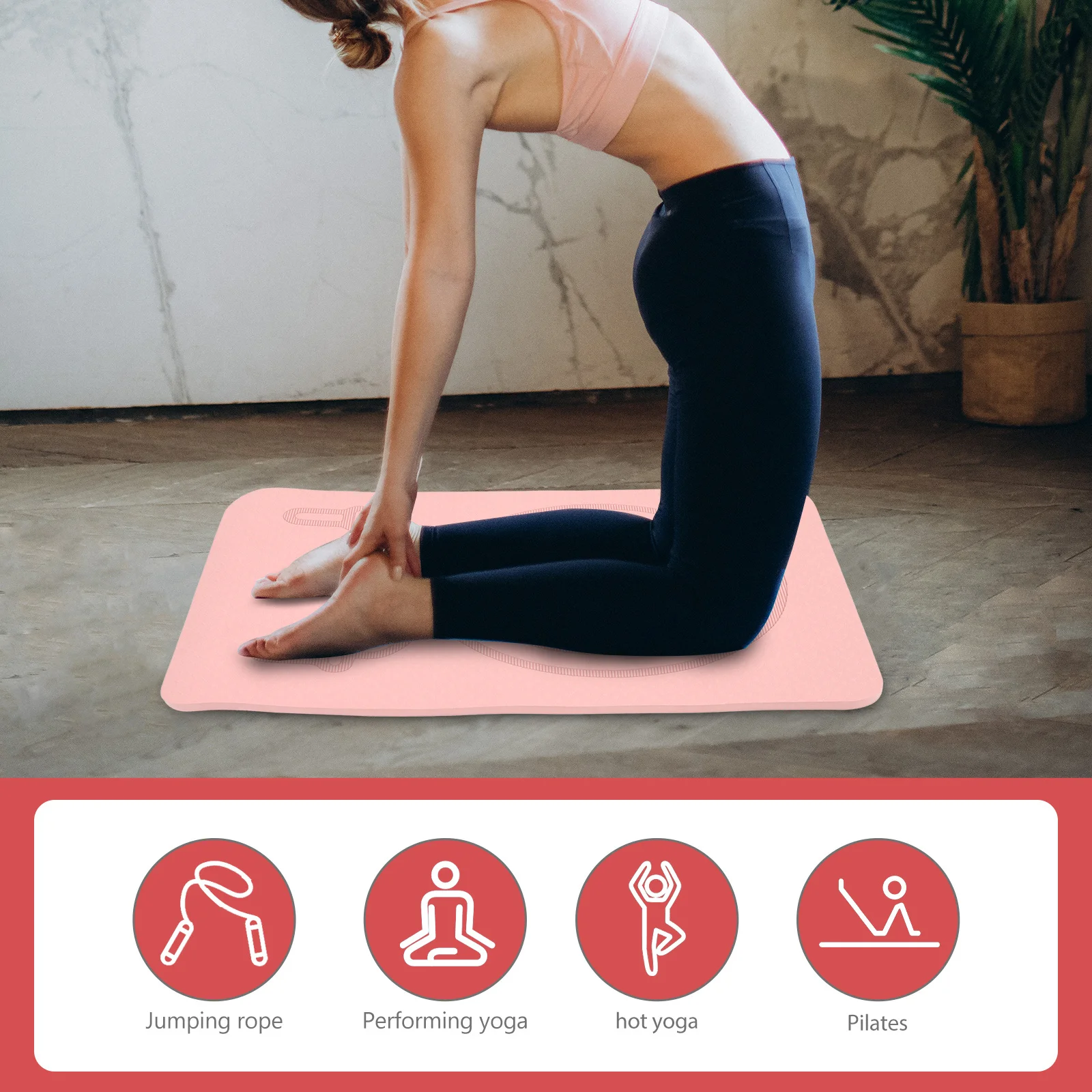 

1pc Non-Slip Jump Rope Mat Premium Tpe Material For Yoga Pilates Home Workout Kids Exercise Multi-Function Skipping Mat