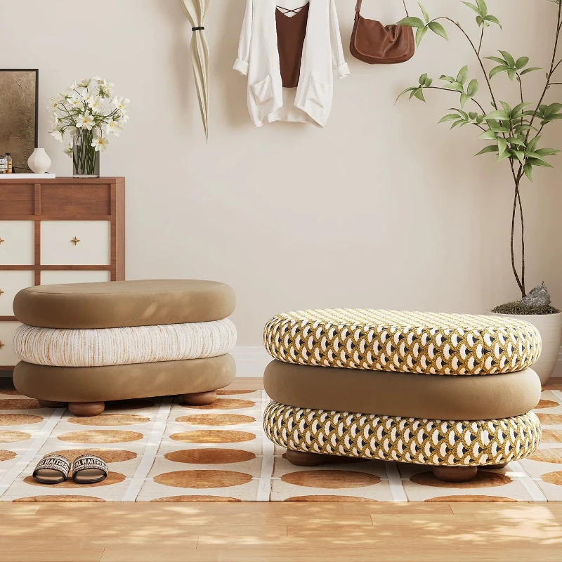 

INS Style Shoe Bench, Entryway Upholstered Stool for Changing Shoes, Soft Skin-Friendly Bedroom Long Seat, Aesthetic Home Decor