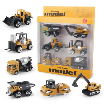 6pcs/set Alloy Engineering Truck Loader Tractor Excavator Classic Construction Model…