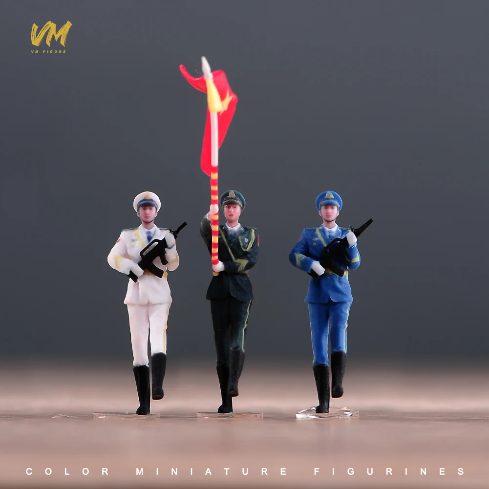 

Miniature Figure 1/64 1/43 Chinese The Three Services Honor Guard Real Person 3D Print Dolls Model Props Creative Decoration