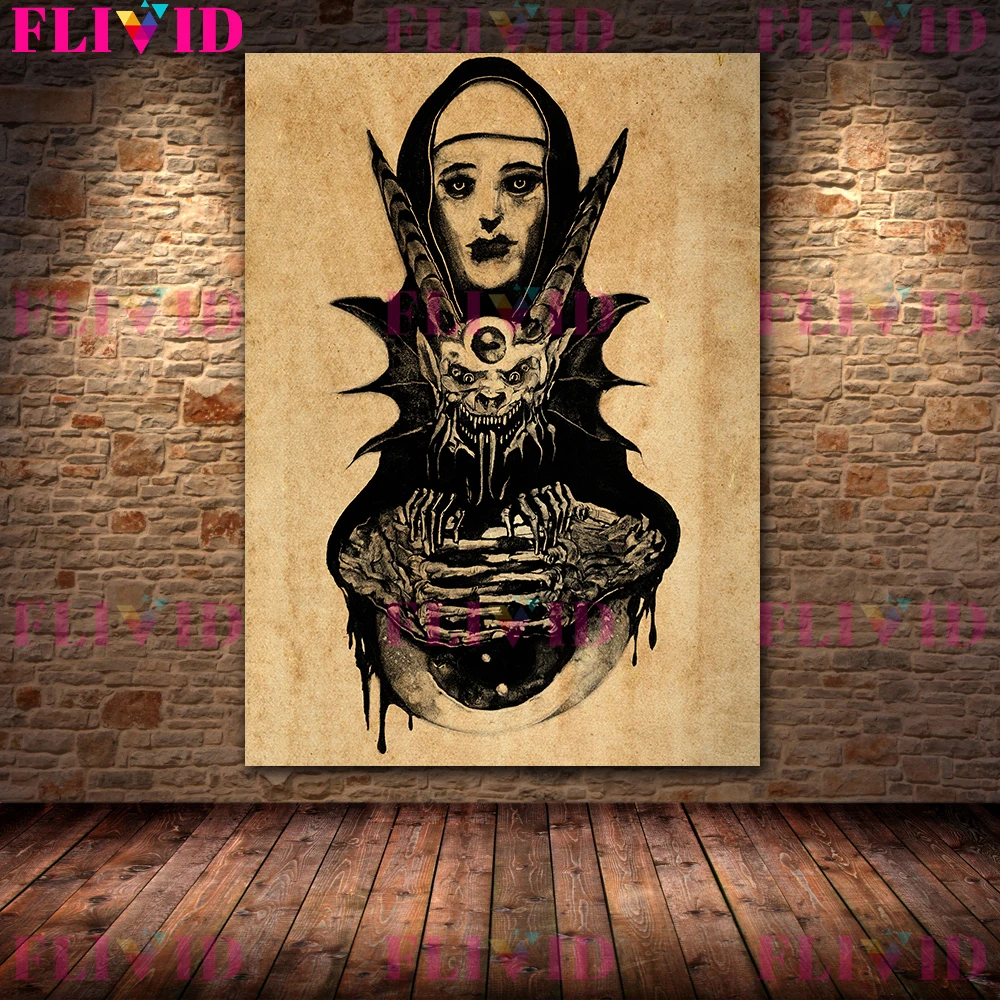 The Chilling Dark Knight And The Reaper Abstract Wall Art Canvas Painting,Horror Gothic Witchcrat Art Poster Print Home Decor