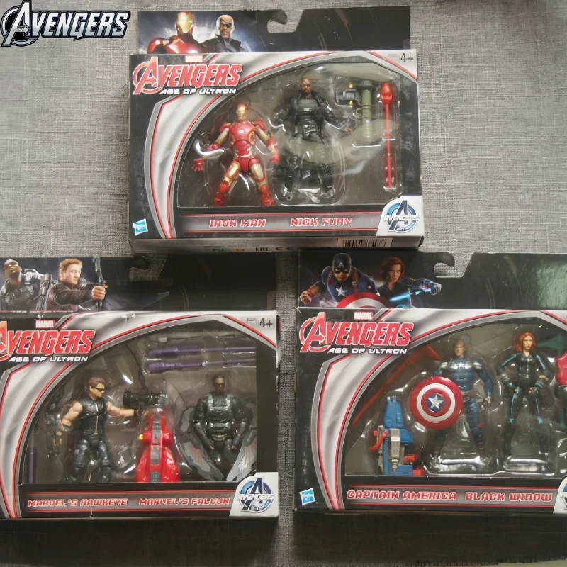 Marvel Avengers Age Of Ultron Captain America Black Widow Iron Man Nick Fury Hawkeye Falcon Model Anime Figures Collect Toy Gift