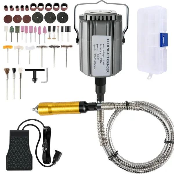 

Flex Shaft Grinder 780W Rotary Tool 500-23000RPM Rotary Carver with 1/4' 3-Jaw Chuck & Stepless Speed Foot Pedal Hanging