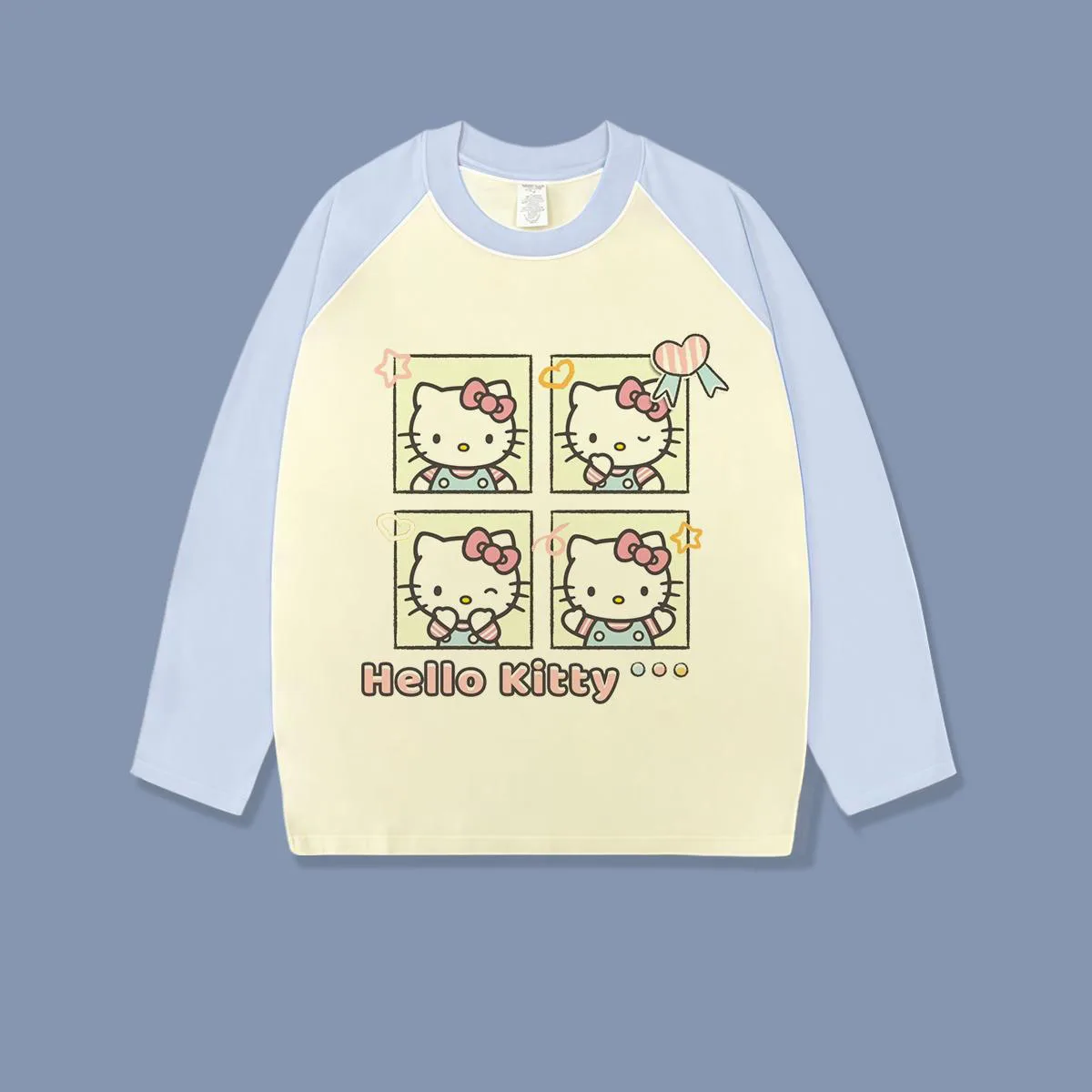 مرحبا كيتي الفتيات القطن الربط تي شيرت ربيع الخريف جديد الأطفال الكرتون طباعة البلوز عادية فضفاض كم طويل بلايز #2