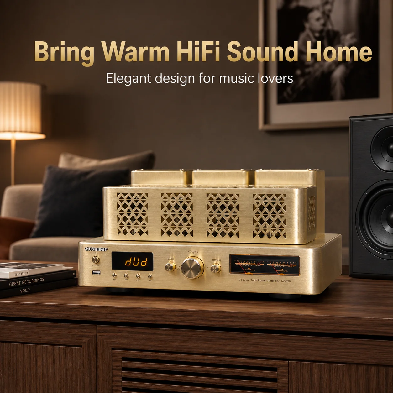 200W+200W High Power Fever Hifi Tube Amplifier Pre-stage Auido Speaker Amplifier Home Theater Bluetooth 5.0 Support 4/8Ω Speaker