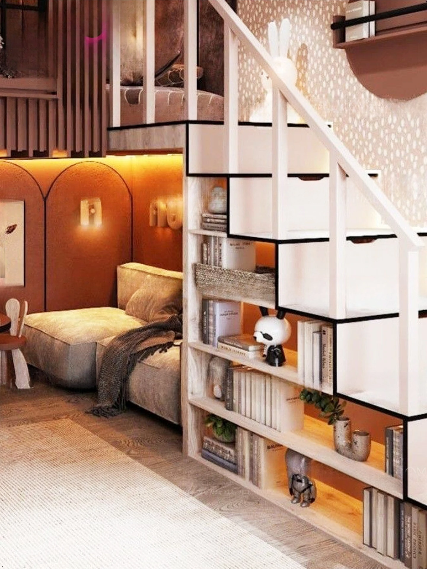 شقة صغيرة سرير درين للأطفال أسرة علوية وسفلية تخزين رف الكتب سرير غرفة الأطفال