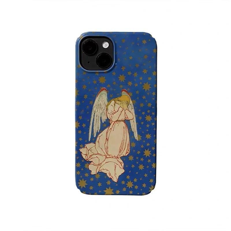 

Ins Korean Blue Angel Star Phone Case for IPhone 17 16E 15 14 Plus 13 Mini 11 Pro Max 12 Pro Back Cover XS XR SE 2020 Funda