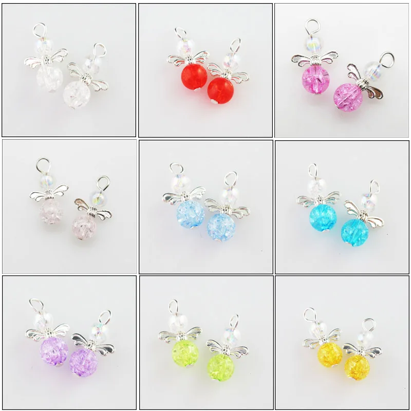 20Pcs Mixed Shivering Ball Angel Acrylic Plastic Charms Pendants 13.5x22mm