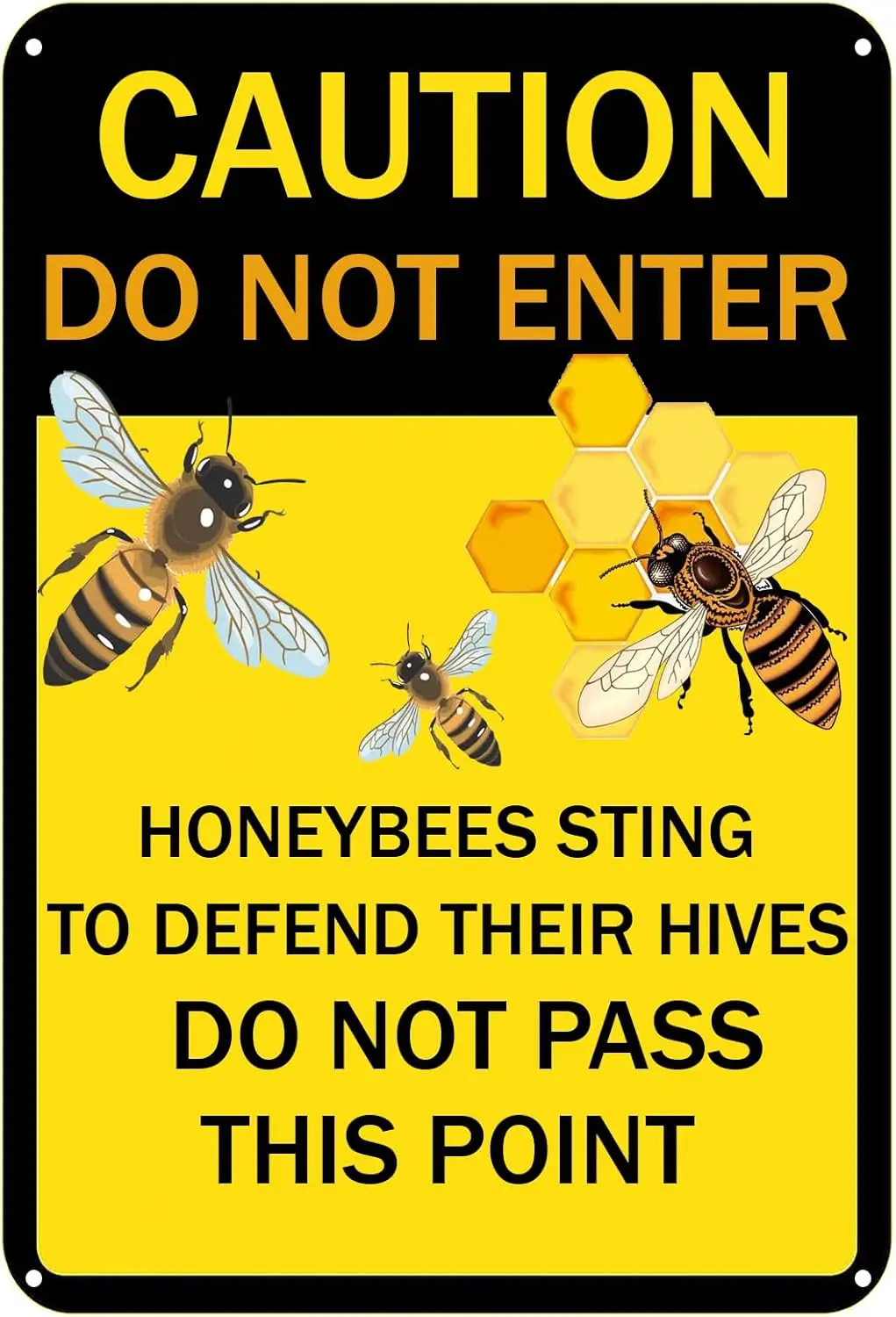 Осторожно, заборонено вход за медоносными пьями, знак «Казвание опасности, не входит вход в виде медоносных пчел, декор в пещере, предупреждающие металлические знаки, жестяная вывеска для пчелиной фермы»