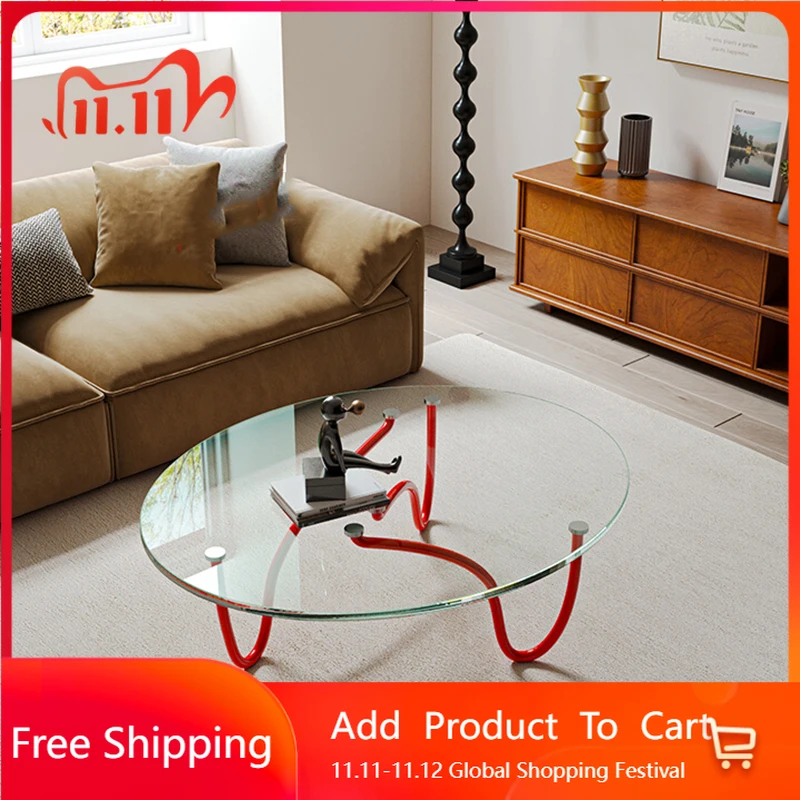 

Прозрачный журнальный столик для гостиной, круглый минималистичный скандинавский дизайнерский журнальный столик, эстетическое стекло Mesa, вспомогательная мебель для дома