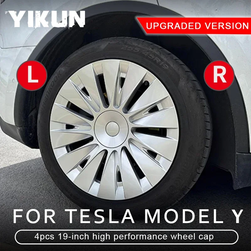 4PCS Wheel Caps for Tesla Model Y 19 Inch Hubcap Replacement Performance Automobile Wheel Cover Full Range Accessories 2018-2024