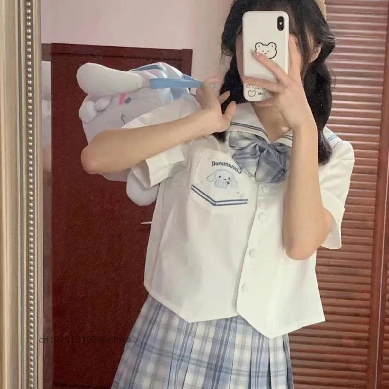 Sanrio Cinnamoroll College JK uniforme camicia da marinaio da donna estate camicette sottili ragazza carina top con colletto Peter Pan vestiti