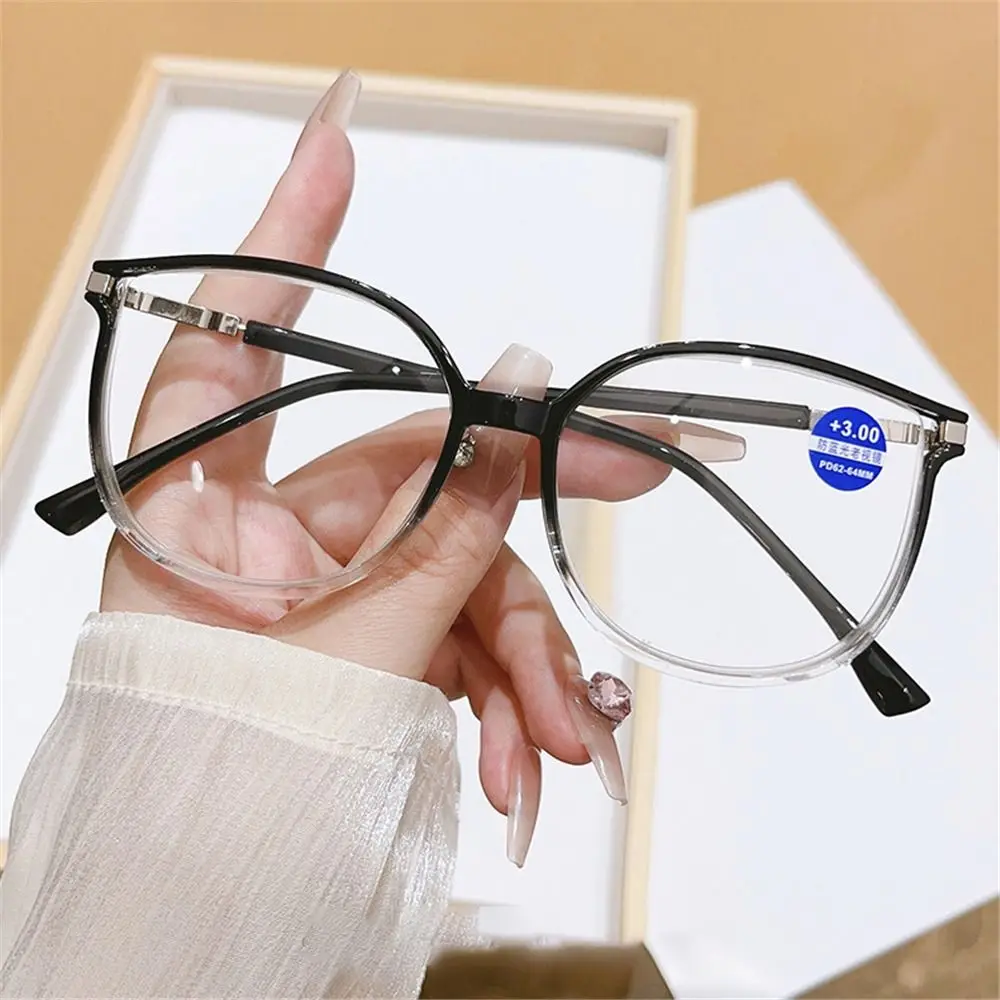 نظارات قراءة نسائية متألقة تحجب الضوء الأزرق، إطار معدني كبير الحجم، نظارات قصر النظر الشيخوخي، الماس اللامع #5