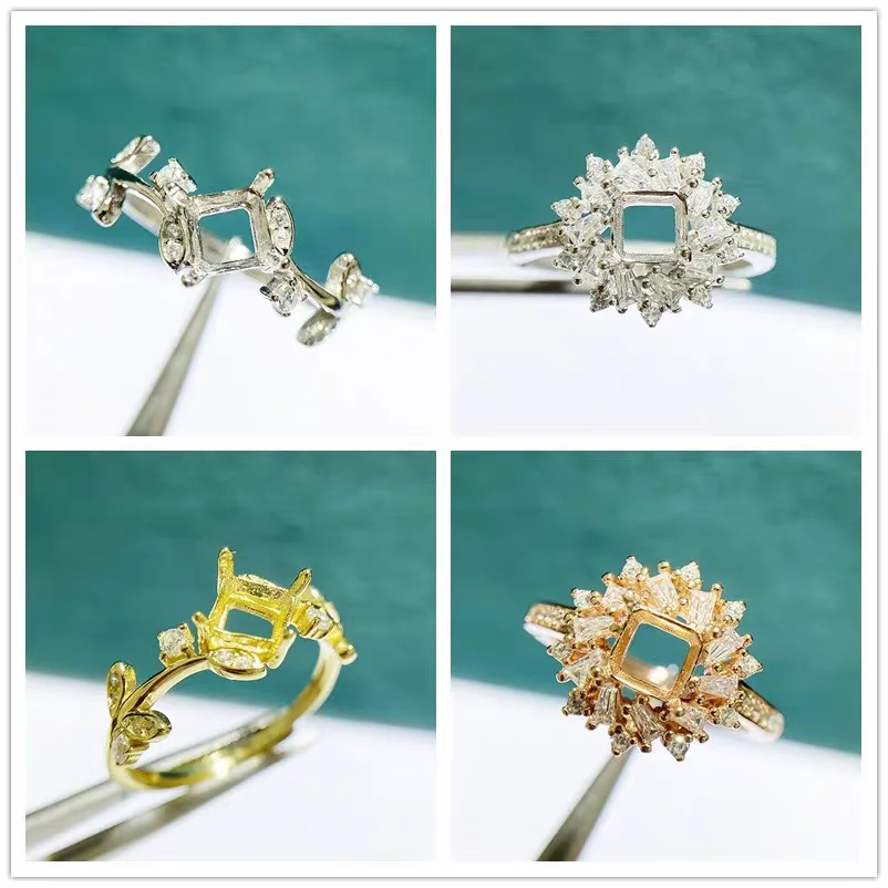 

MeiBaPJ 5 мм квадратный камень стерлингового серебра 925 пробы модный держатель для колец DIY пустая поддержка для женщин изысканные очаровательные ювелирные изделия