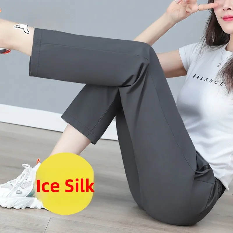 

TUCANO Ice Silk женские летние тонкие прямые брюки Spor Long Pants Qui Dry Faionable повседневные брюки с высокой талией в Корейском стиле