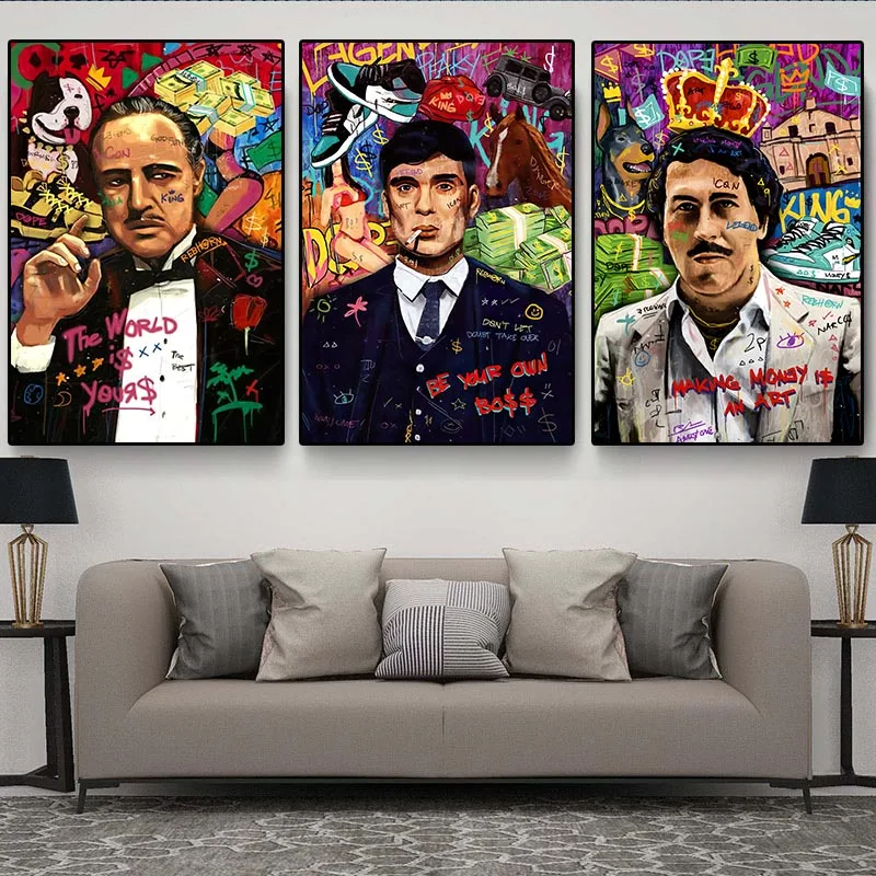 Graffiti Make Money Canvas Paintings Classic Movie Godfather Poster Street Pop Wall Art Pictures Modern Living Room Home Decor
