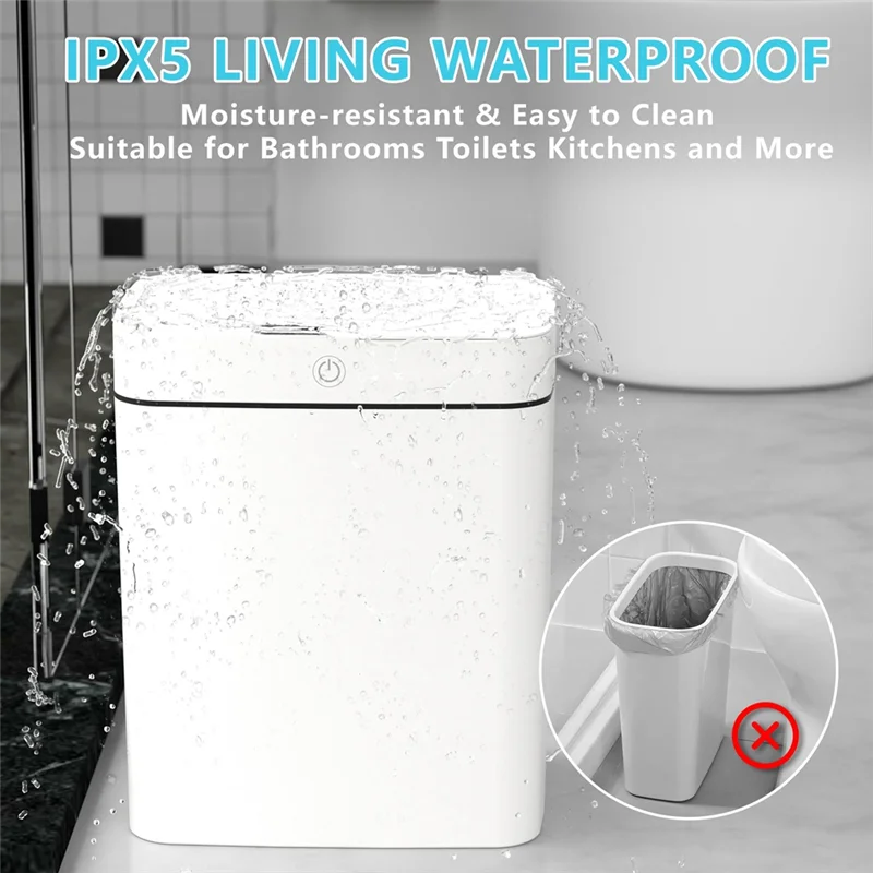 AY03-2PCS мусорный бак для ванной комнаты с крышкой, умный автоматический бесконтактный мусорный бак, тонкий датчик движения, водонепроницаемый мусорный бак Pp