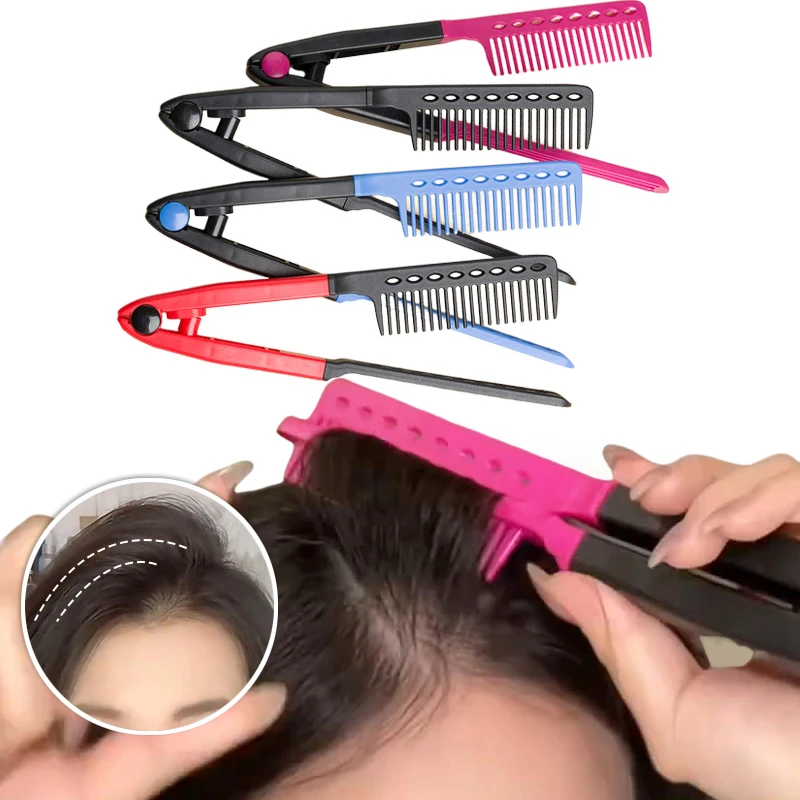 

V Type Washable Folding Hair Straightener Comb DIY Salon Hairdressing Brush Styling Tool Accessories