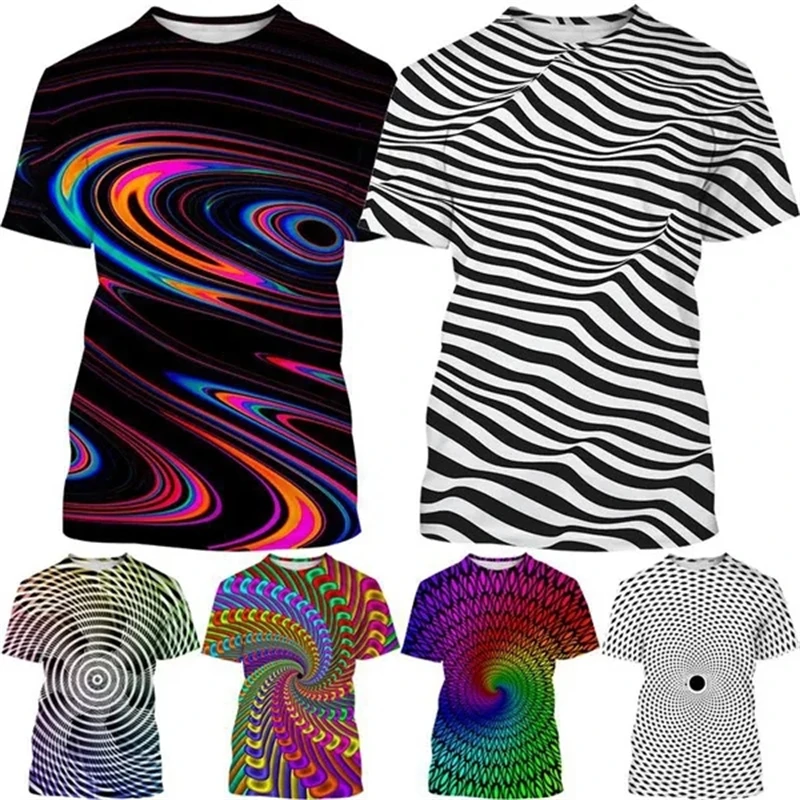 

Men's Summer Trend T Shirt 3D Printed Geometric Vertigo Short Sleeve T-Shirts For Men Women Psychedelic T-shirt Breathable Tops