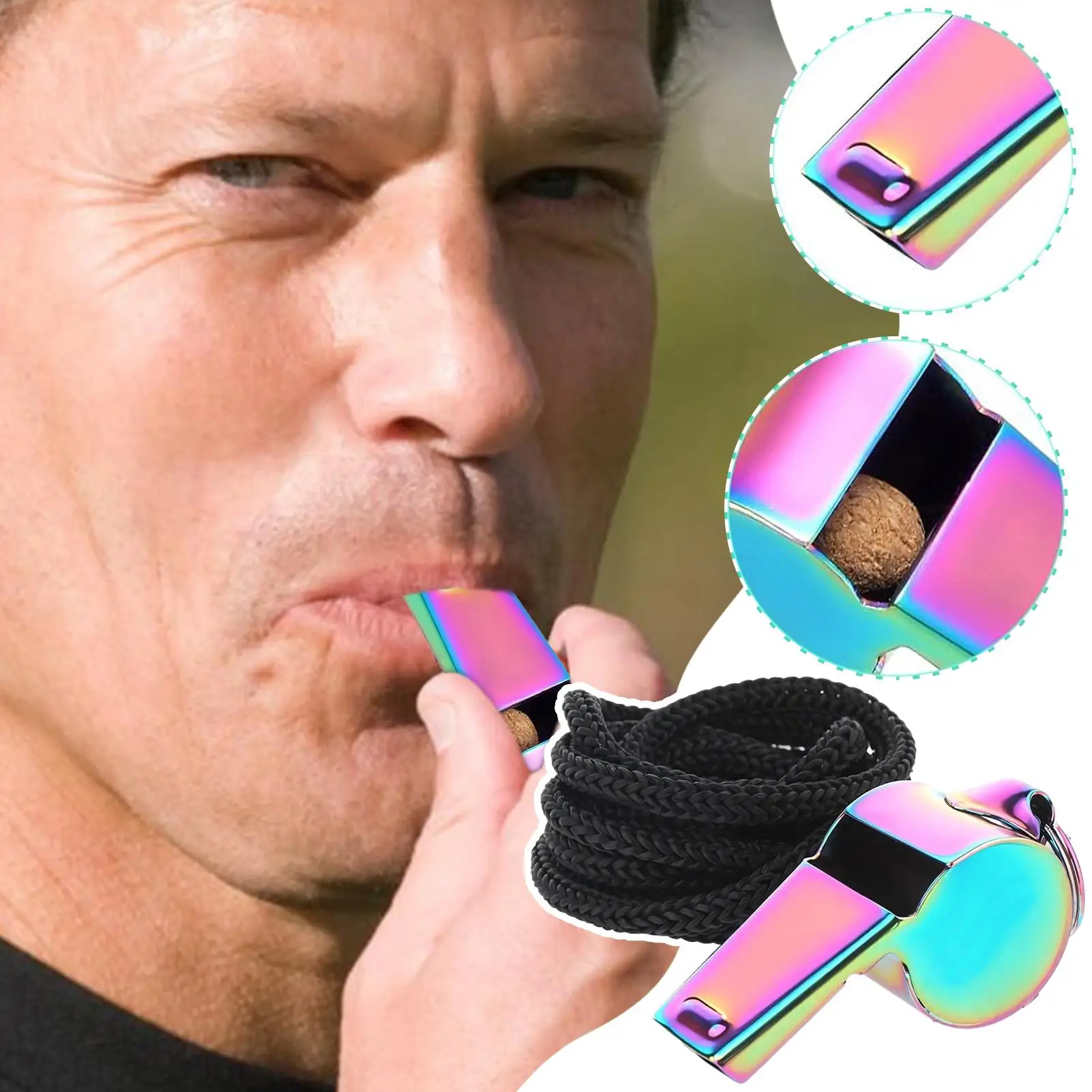 Whistles For Coaches Stainless Steel Whistles With Lanyard For Sports Multifunctional Outdoor Accessory For Basketball