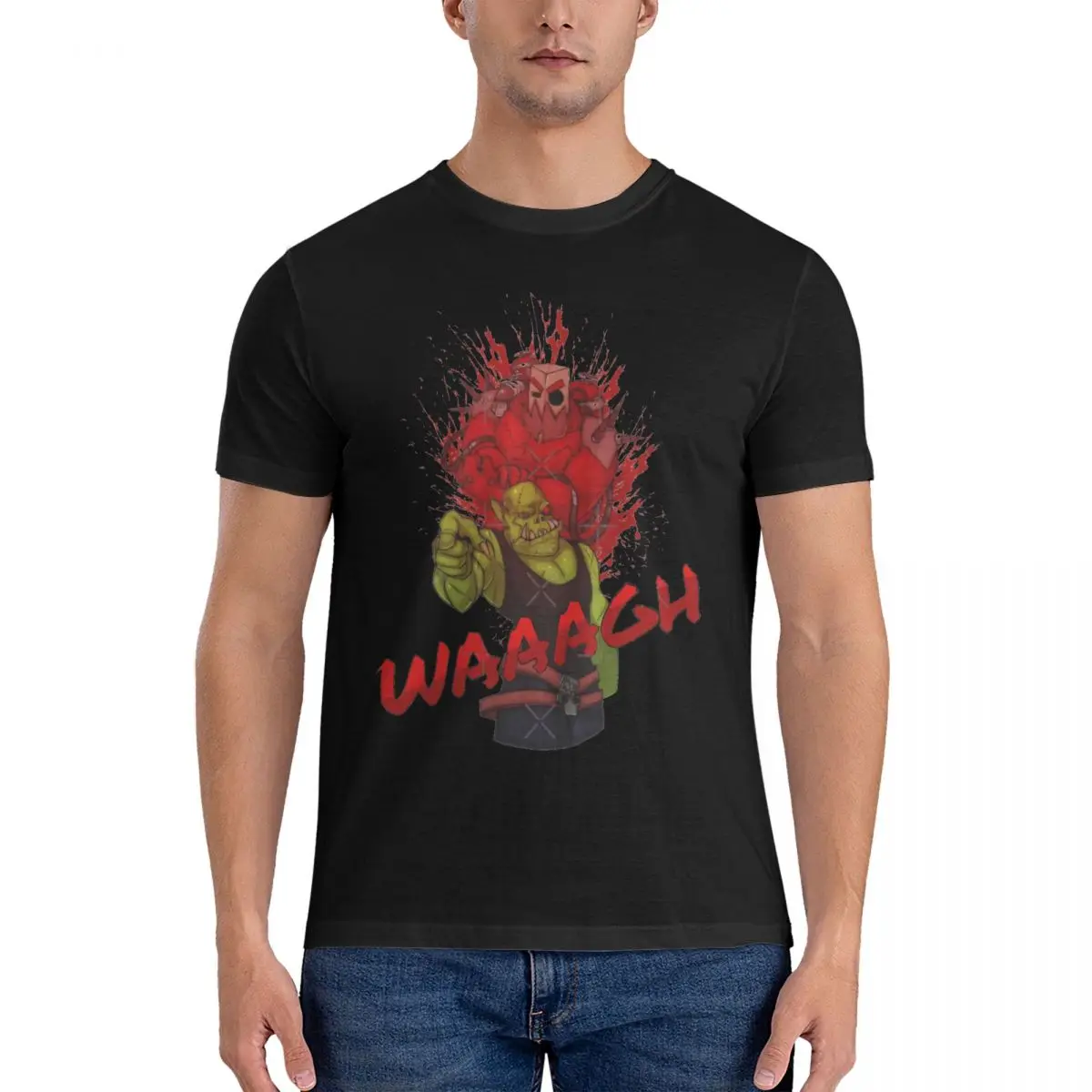 Waaagh Jojo Reference Pullover Hoodie T-Shirt for Men Round Collar 100% Cotton T Shirts Ork waaagh Short Sleeve Tee Shirt 6XL