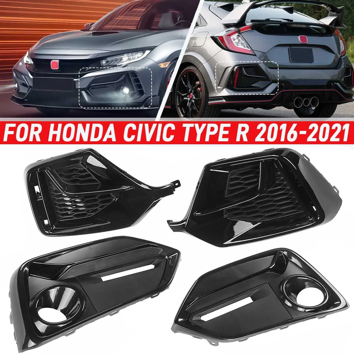 

4 шт., фары на передний и задний бампер для Honda Civic 2016-2021