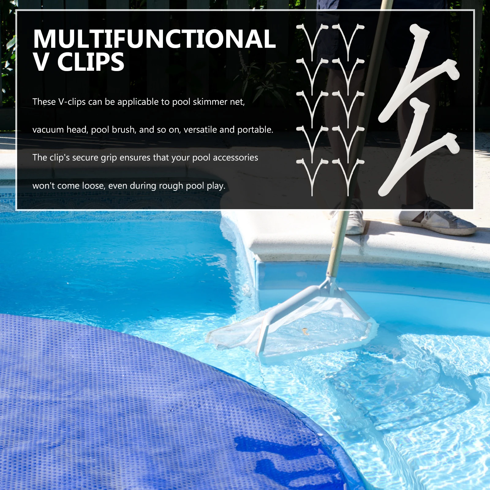 

12Pcs Durable Pool V Clips Skimmer Net Pole Attachments Replacement Pool Accessories V Clips Extension Pole Attachments