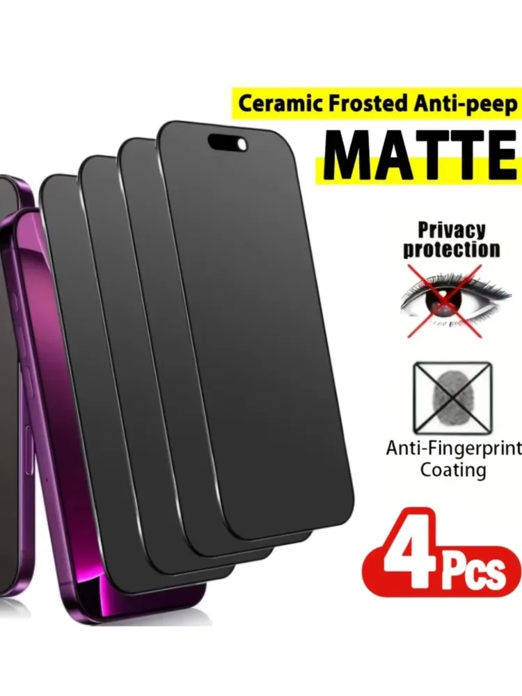 1-4 Stück Anti-Spionage Weiche Mattierte Keramikfolie für iPhone 17 18 Pro 16 11 14 13 12 Mini 15 Pro Max Plus XR SE Matter Displayschutz