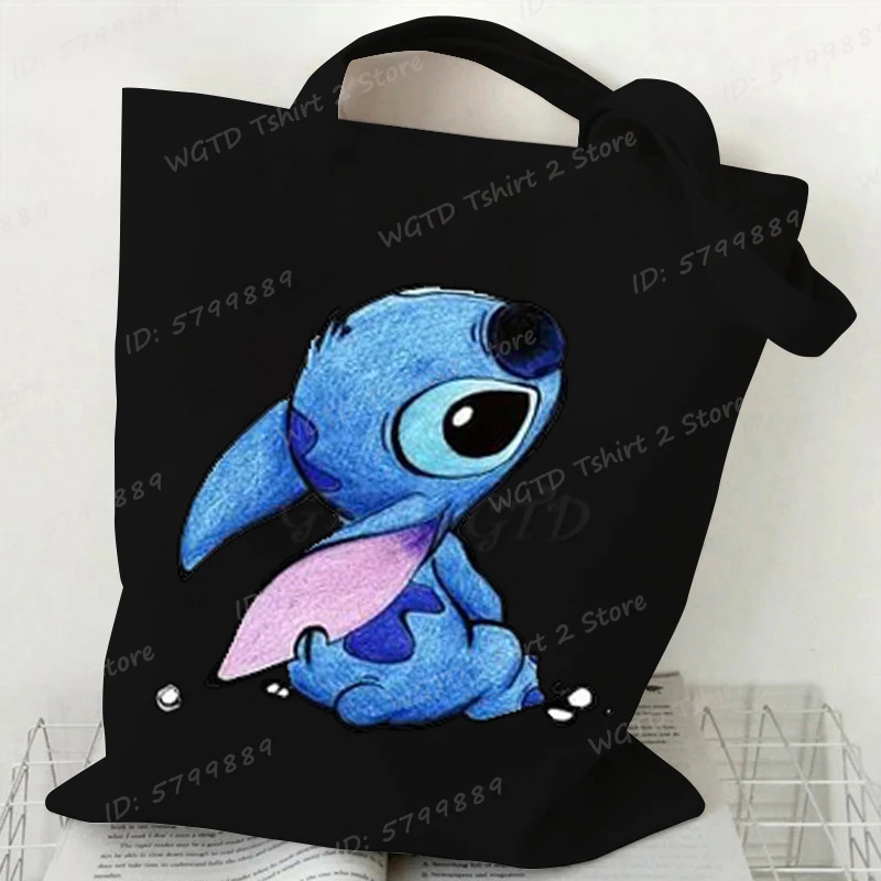 

MINISO Lilo & Stitch Handbag Canvas Tote Bags Crossbody Shopping Bag Large Capacity Cartoon Stitch Student Storage Bag
