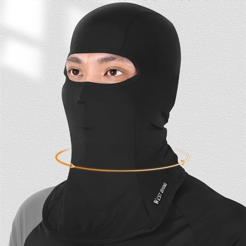 WEST BIKING ฤดูร้อนรถจักรยานยนต์ Balaclava หมวกจักรยานหมวกกันน็อก Seluruh Wajah Sun Protection ขี่จักรยานวิ่งนินจาหมวก