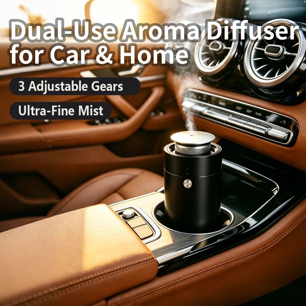 Aluminum Alloy Waterless Car Aroma Oil Diffuser Low Noise Car and Home Modes Air Freshener Recharge Fragrance Scent Machine