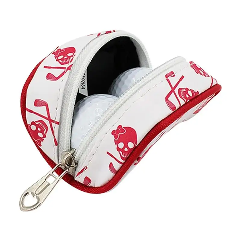 Golf Ball and Tee Bag Skull Pattern Golf Ball Carry Bag Sports Accessories Golf Accessory Holder for Men Storage Carry Pouch