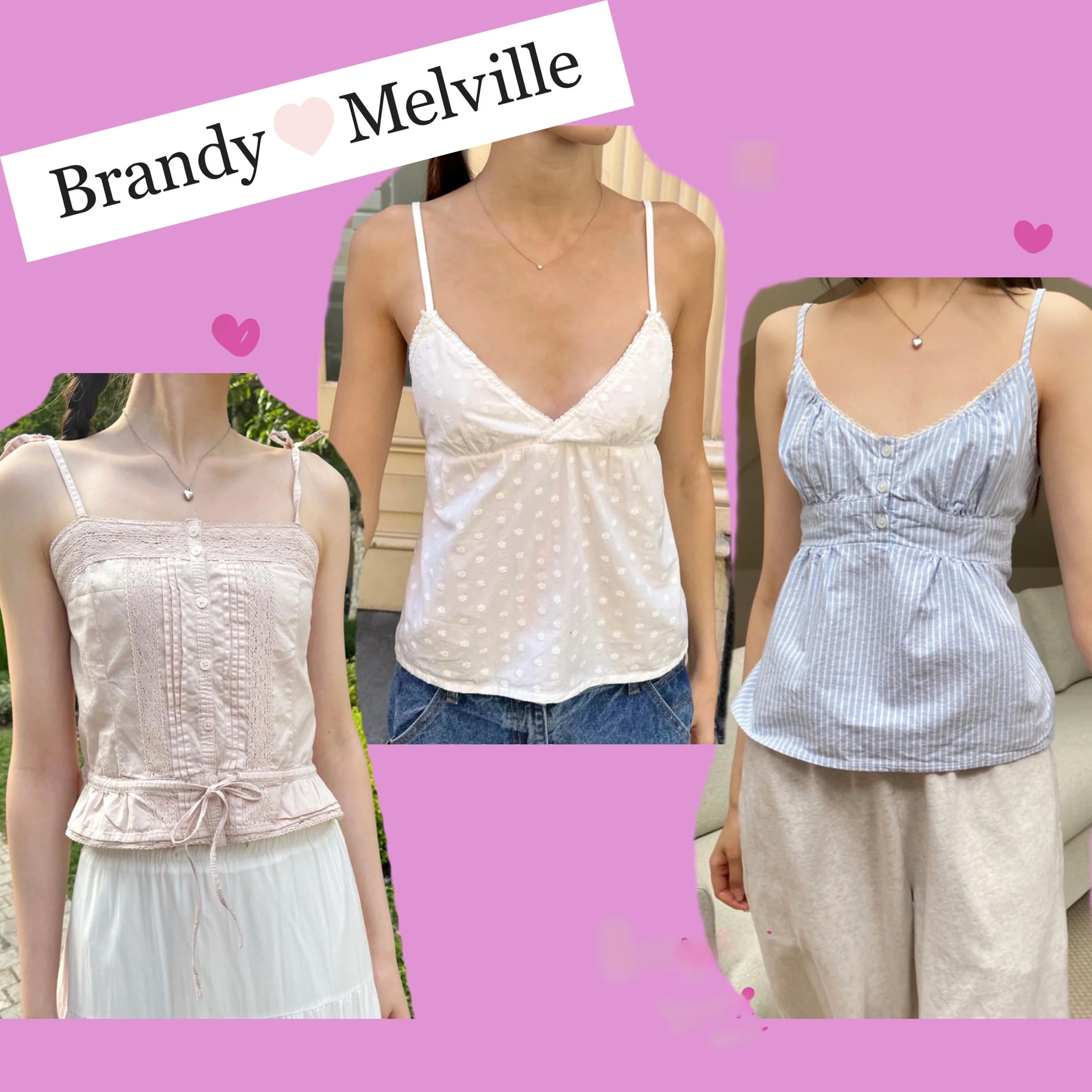 

Brandy Melville Pure Cotton Tee-Button Base Layer Vest Sweet Sle V-Ne Svel Tank Top for Women Spring Summer