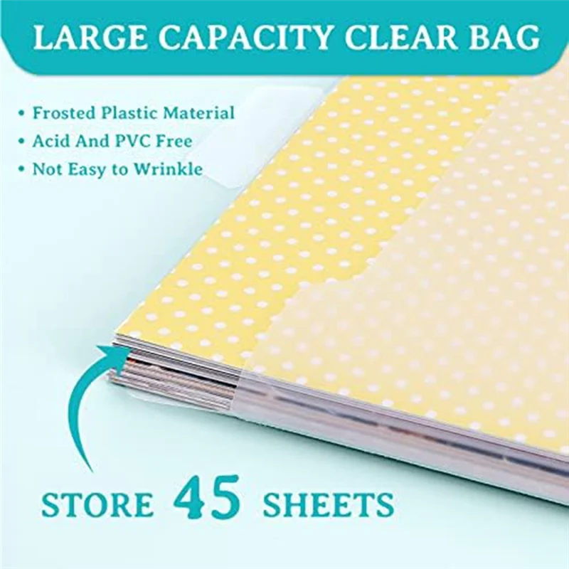 A42Z-36Pcs Plastic Scrapbook Paper Storage With Buckle Design,With 100Pieces Multicolor Sticky Index Tabs For Holding 12X12inch