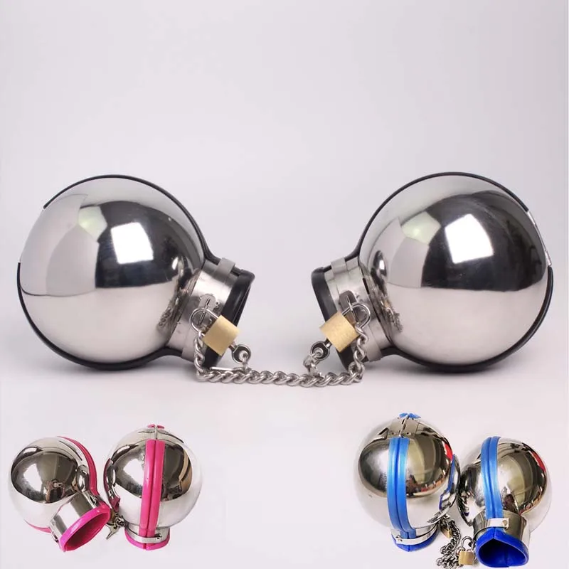 Metal Round Ball Handcuffs Chastity Bra Multi Colors Lockable Fist Mitts Restraint Sex Slave Adult Sex Toys for Male Female BDSM