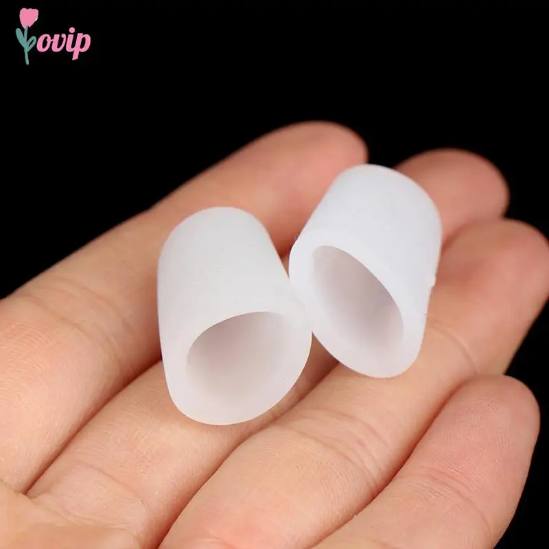 2 pcs Silicone Toe Tube Corn Blister Corrector Relieve Tension Pinkie Protector Gel Bunion Toe Finger Protection Gel Sleeve