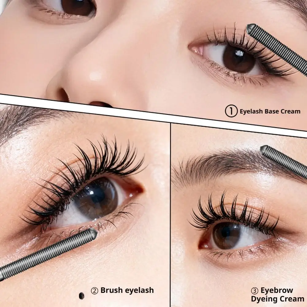 Máscara de tubo de acero, máscara de fibra de seda resistente al agua, extensiones de pestañas rizadas largas negras, maquillaje de imprimación de pestañas duradero las 24 horas