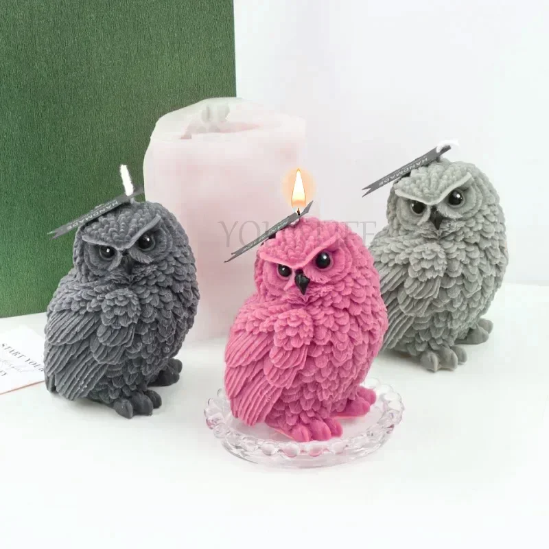 

Standing Owl Candle Silicone Mold Handmade Animal Tilting Owl Soap Plaster Resin Making Supplies Cake Baking Tool Crafts Gifts