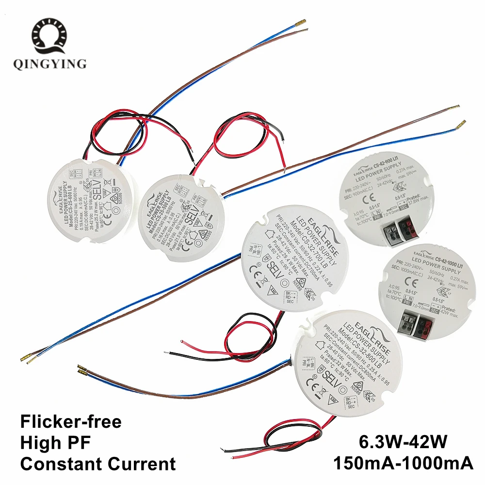 1pcs-5pcs AC220V 6W-42W Eaglerise Round LED Driver DC24V- 42V 150mA 200mA 250mA 300mA 350mA 500mA 600mA 700mA 800mA 900mA 1000mA
