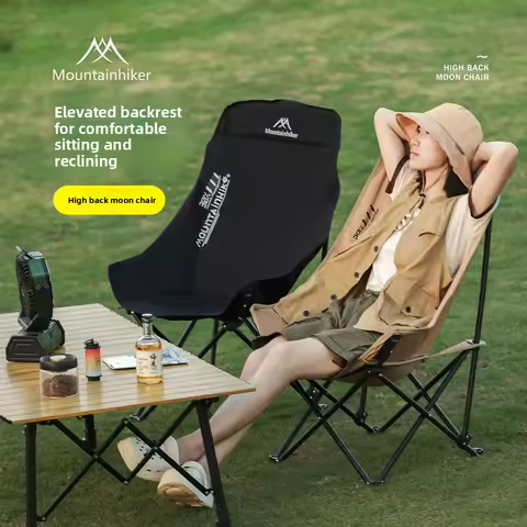 MOUNTAINHIKER New Outdoor Folding Chair Raised Moon Chair Camping Chair Portable Deck Chair Beach Fishing Picnic Chair Stool