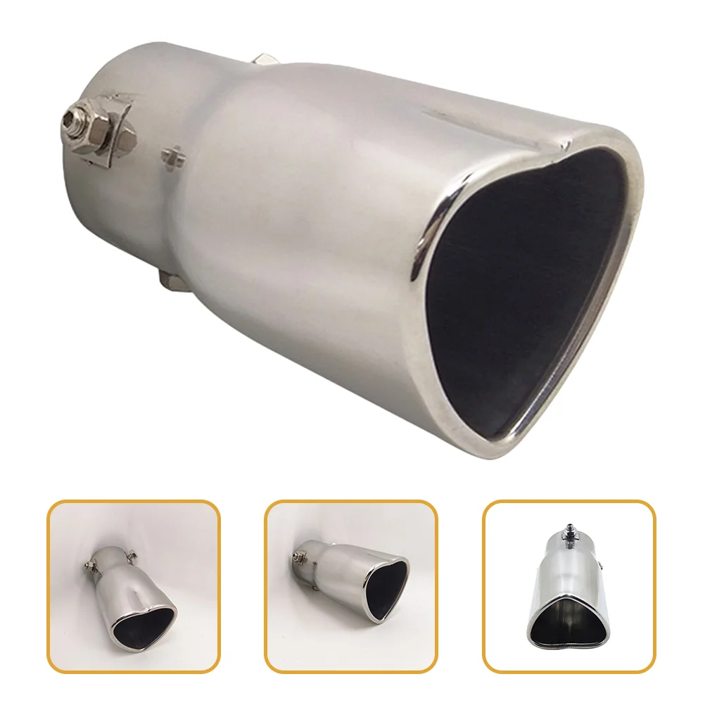 Exhaust Tip 25 Inlet Heart Shaped Muffler Refit Stainless Steel Trailer Door Bumper