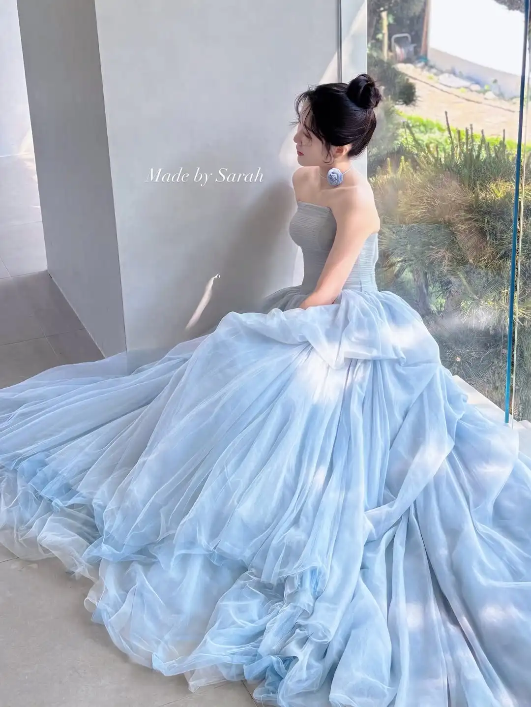 Sondr Fairy Blue Brautkleider Koreanische A-Linie Flauschiges Brautkleid Korsett Empfangskleider Hochzeit Snap Kleider Partykleid