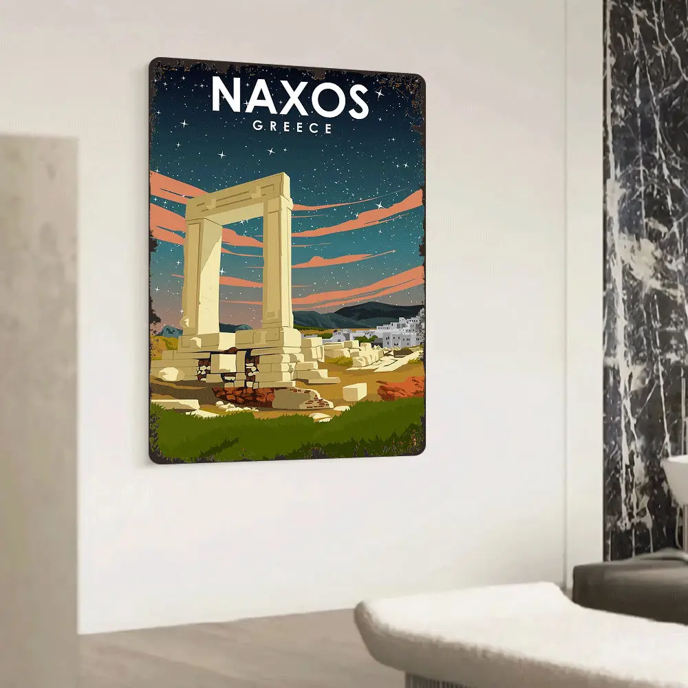 Naxos اليونان معلم ملصق معدني السماء المرصعة بالنجوم أبولو معبد أطلال ديكور فني #2