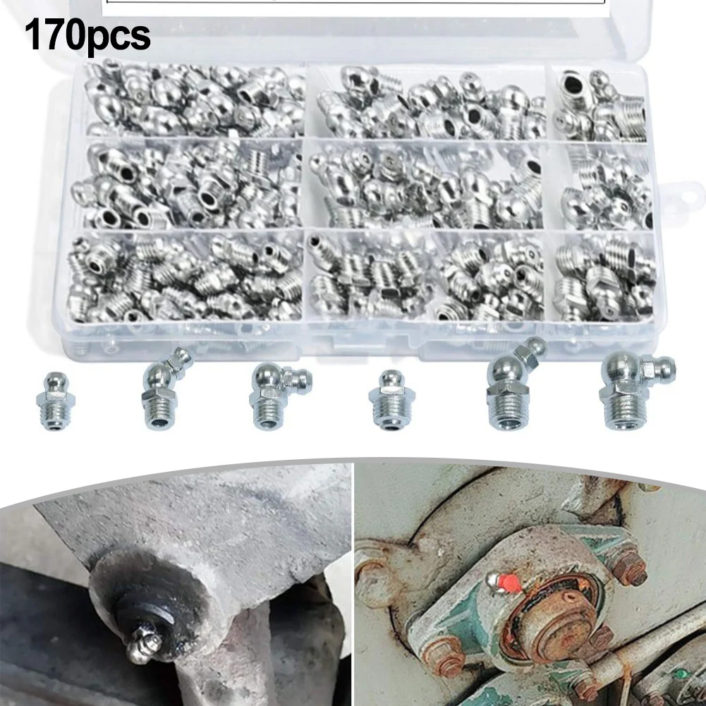 

170PC M6 M8 M10 Fuel Injector Set Metric Nozzle Straight Angled Straight Hydraulic Nozzles Replacement Car Engine Parts