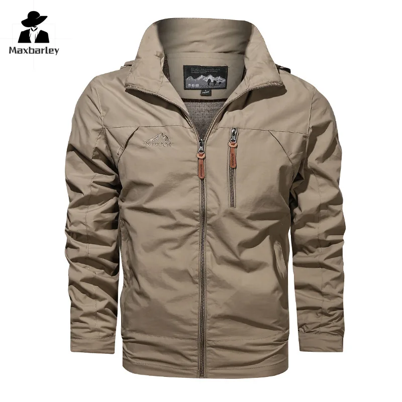 Autumn Men Outdoor Windproof Jackets Hooded Windbreaker Coat Camping Fishing Tactical Military Male Breathable Casual Jacket 5XL