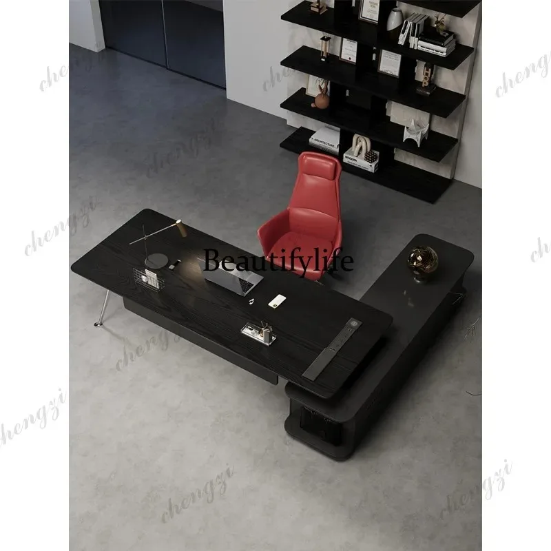 K153 Solid wood boss table, large desk, simple and modern office computer desk supervisor, light luxury and advanced sense