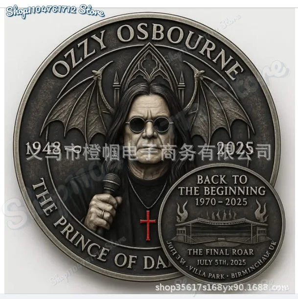 

For Ozzy Osbourne Farewell Coin with Transparent Protective Shell Commemorative Collection Coins for Rock Fans & Party Gifts